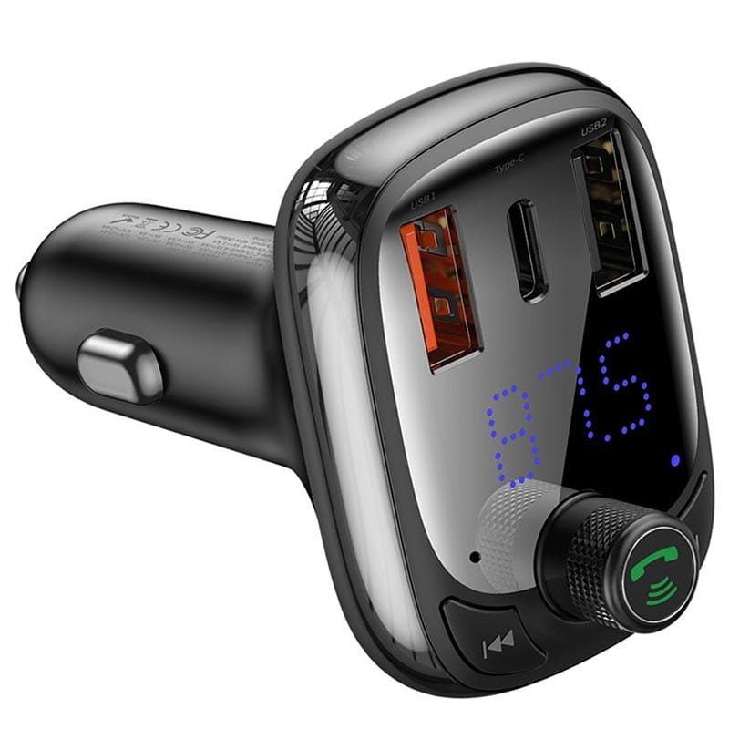 Baseus S-13 Transmissor FM Para Carro Com Carregador USB / USB C