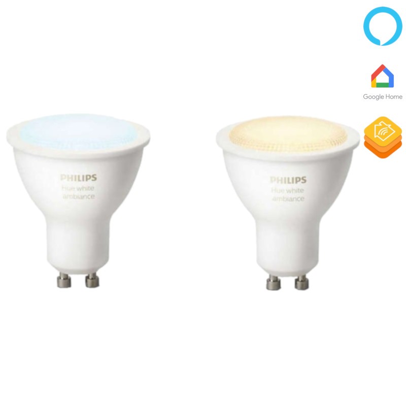 Ampoule Connectée Philips Hue White Ambiance Pack x2 9.5W GU10 Blanc Chaud/Froid
