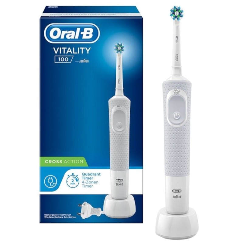 Escova de dentes Oral-B Vitality D100 CrossAction Branco - Item1