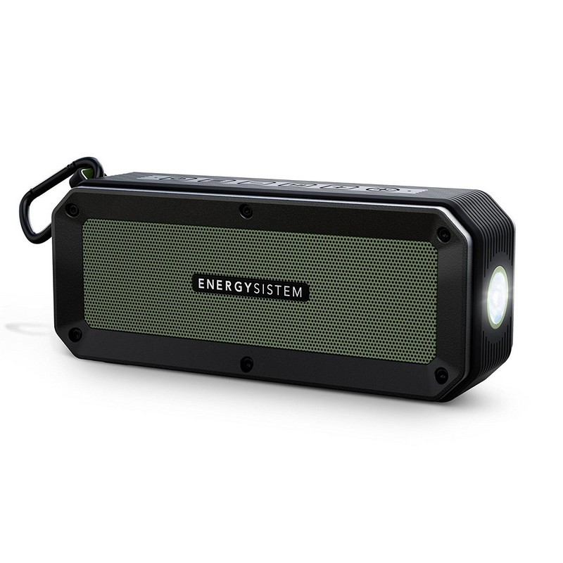 Energy Outdoor Box Adventure - Bluetooth Speaker - Black Color - Resistant to Water Splash, Falls and Mud - Power 10W - Bluetooth 4.1 - Input 3.5mm - MicroSD Playback - FM Radio - 16 Hours of Autonomy - LED Flashlight 300 Lumens