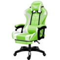 Gaming Chair 813 White / Green with Footrest - Item