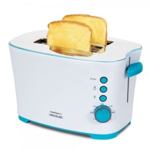Cecotec Toast & Taste 2S Toaster - Bread toaster with capacity for two toasts. Includes tongs for toast. 850 W of power and 7 positions of toasting, defrost function and reheat function. Extra-lift system, wide tray.