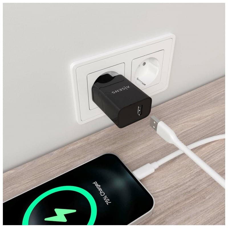 Cargador de Alta Eficiencia 10.5W Aisens 1xUSB Negro imagen real