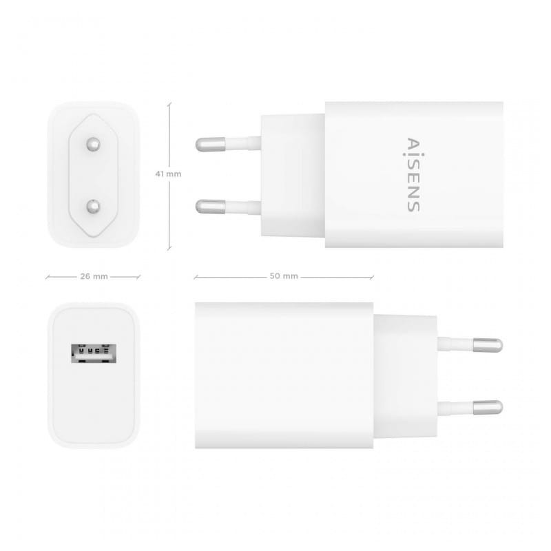 Cargador de Alta Eficiencia 10.5W Aisens 1xUSB Blanco - Ítem3