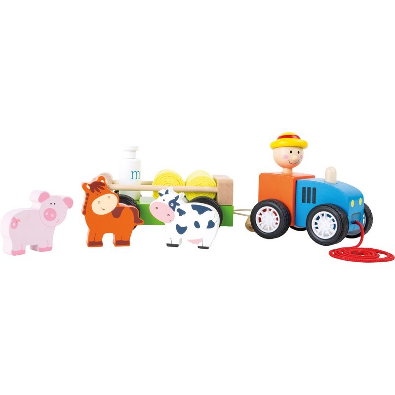 Tractor de madera, Granjero con animales