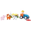 Tractor de madera, Granjero con animales - Ítem