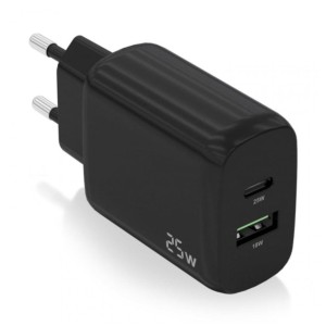 Aisens Chargeur double haute efficacité 25W 1xUSB Type-C / 1xUSB Noir