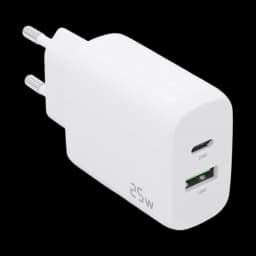 Carregador duplo de alta eficiência Aisens 25W 1xUSB Type-C / 1xUSB Branco