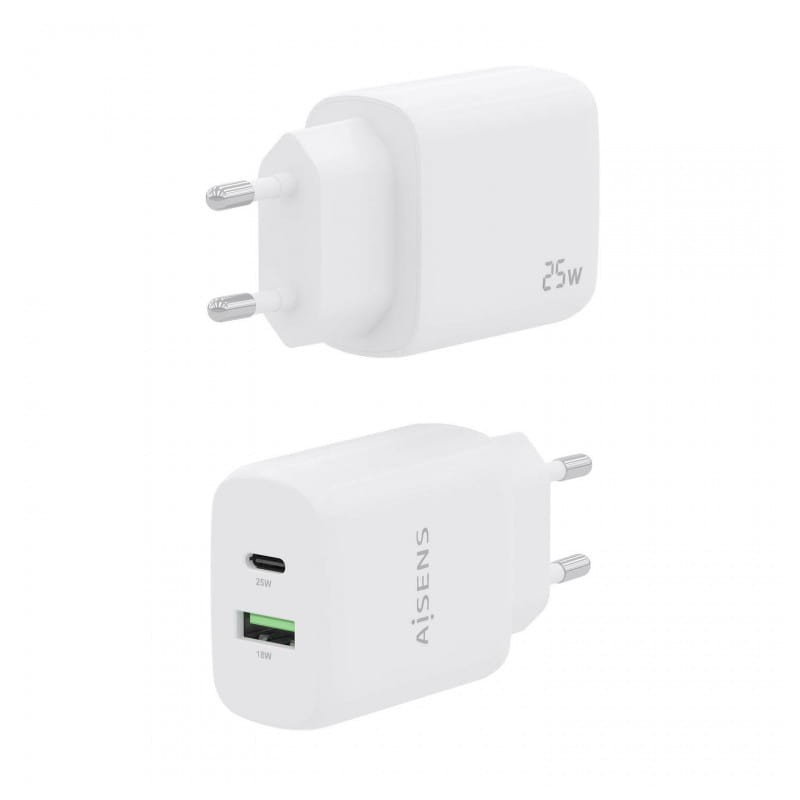 Cargador Doble de Alta Eficiencia 25W Aisens 1xUSB Tipo-C / 1xUSB Blanco - Ítem2