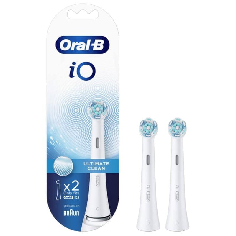 2 x Recharges de Tête de Brosse Braun Oral-B iO Ultimate Clean Blanc - Boîte 