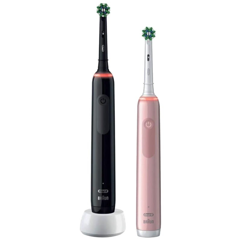 Lot de 2 brosses à dents Oral-B Pro 3 3900 Noir et Rose - Ítem