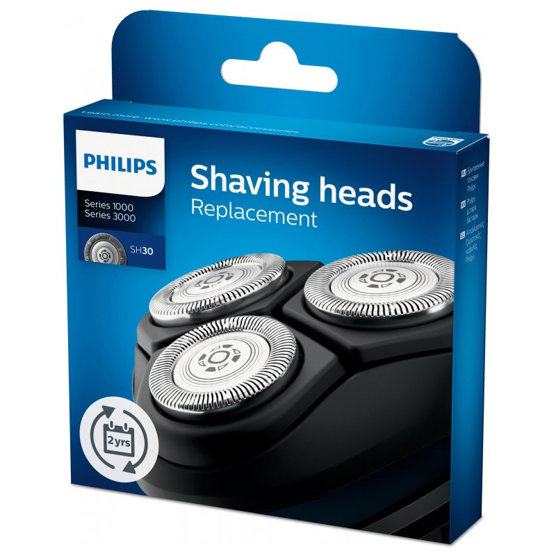 3x cabeças de substituição para a máquina de barbear eléctrica Philips Série 3000 e 1000 em aço inoxidável - Item1