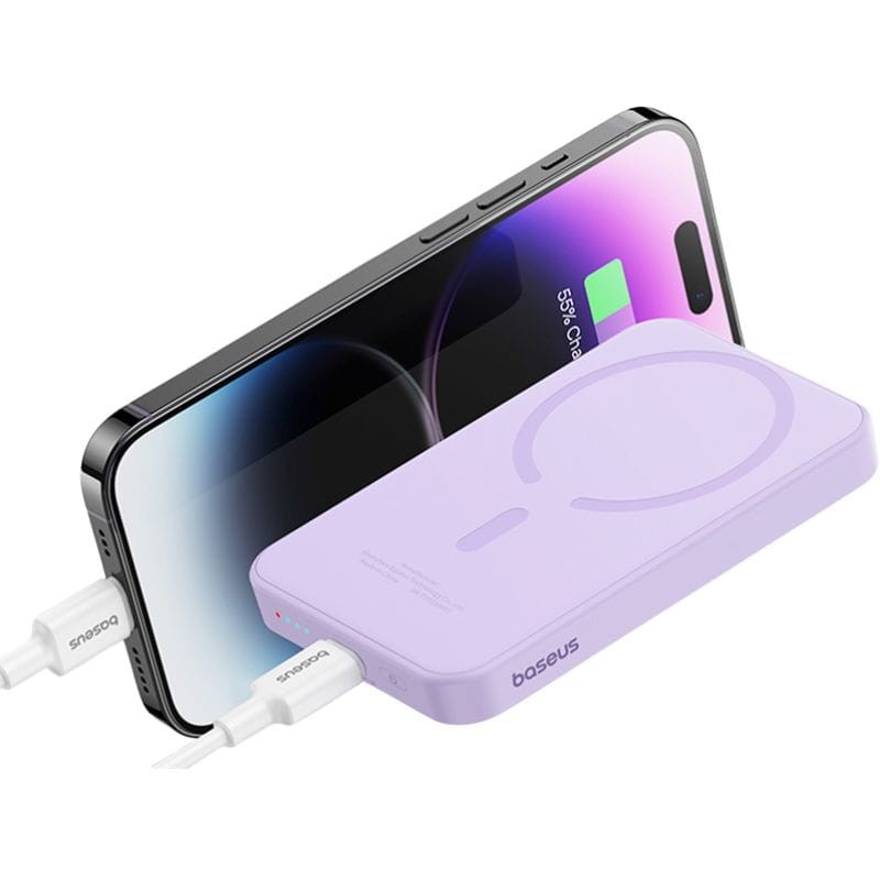 Baseus Power Bank Mini 5000mAh Roxo compatível com MagSafe - Carregamento rápido de 20W e cabo C incluído - Item5