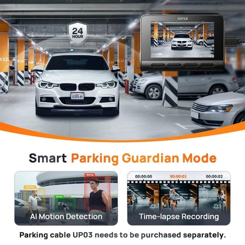 70mai Dash Cam 4K A810S + Cámara Trasera 70mai RC24 - modo estacionamiento