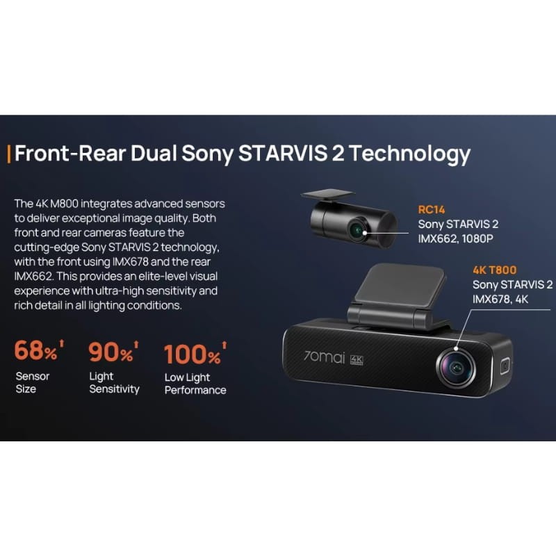 70mai Dash Cam M800 4K HDR + Camara Trasera 70mai RC14 - Ítem3