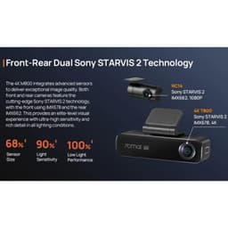 70mai Dash Cam M800 4K HDR + Camara Trasera 70mai RC14 - sensores de imagen