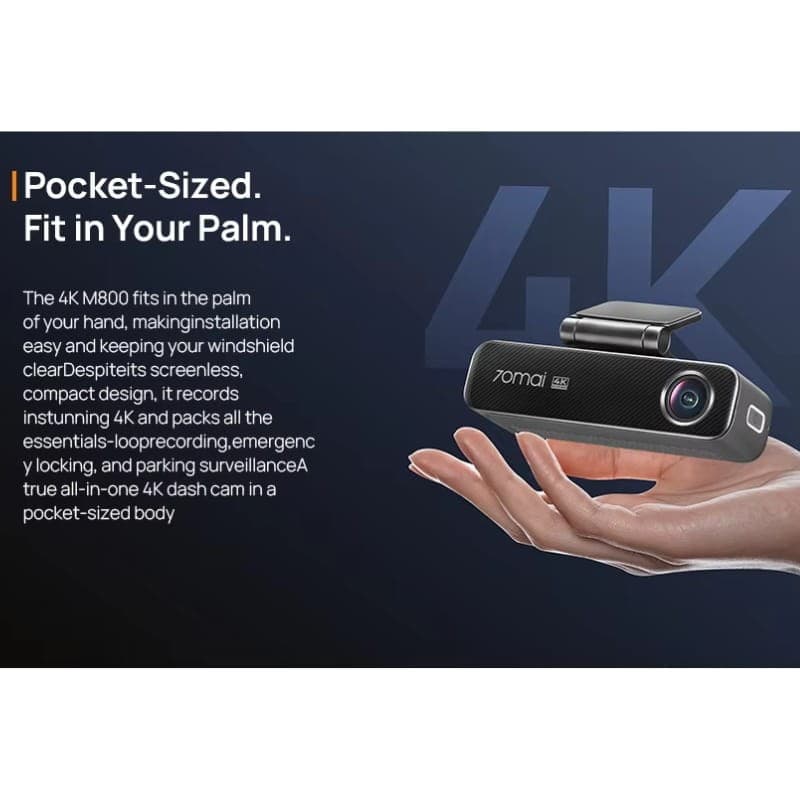 70mai Dash Cam M800 4K HDR + Camara Trasera 70mai RC14 - diseño compacto
