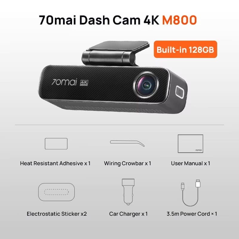70mai Dash Cam M800 4K HDR - contenido de la caja