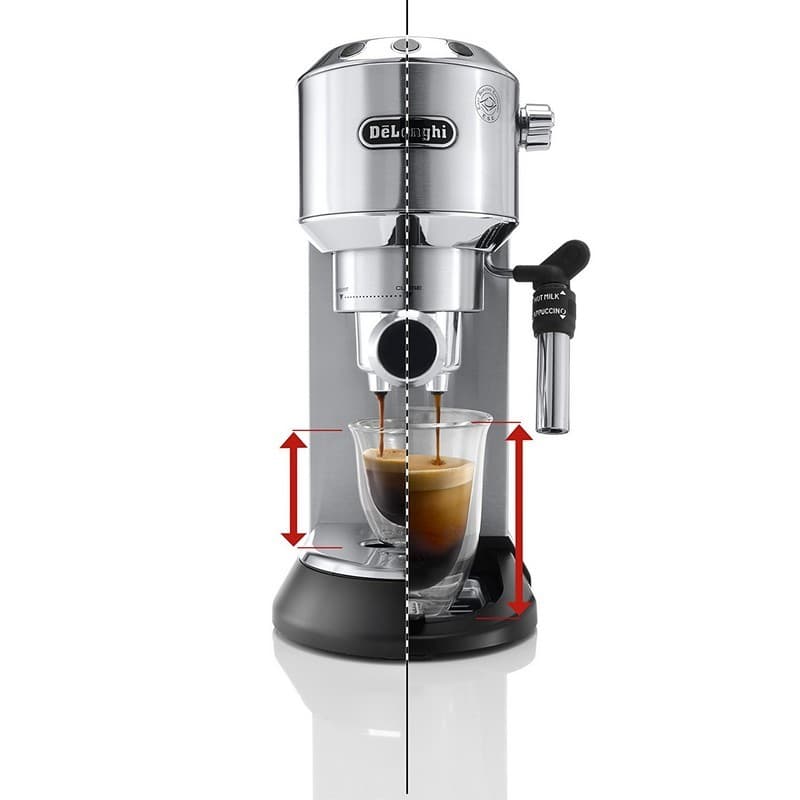 DeLonghi EC 685.M Cafetera Espresso en acero inoxidable, diseño compacto, boquilla de vapor ajustable y altura de taza regulable con bandeja extraíble
