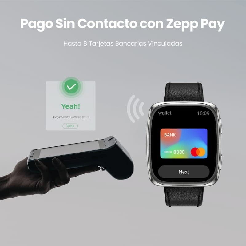 Amazfit Active 2 Square Bracelet en Cuir Noir - Technologie NFC