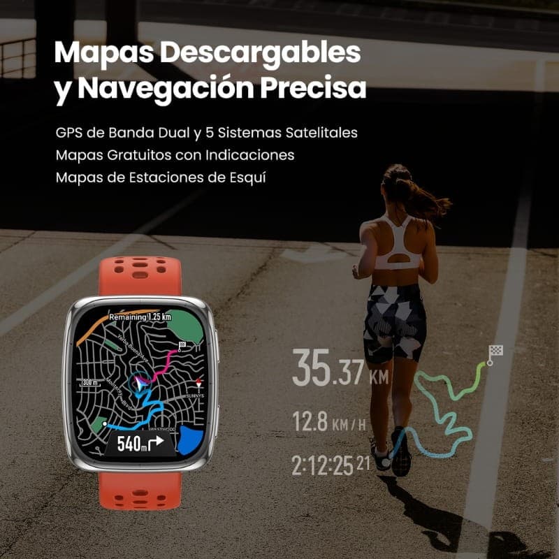 Amazfit Active 2 Square Bracelet en Cuir Noir - cartes téléchargeables