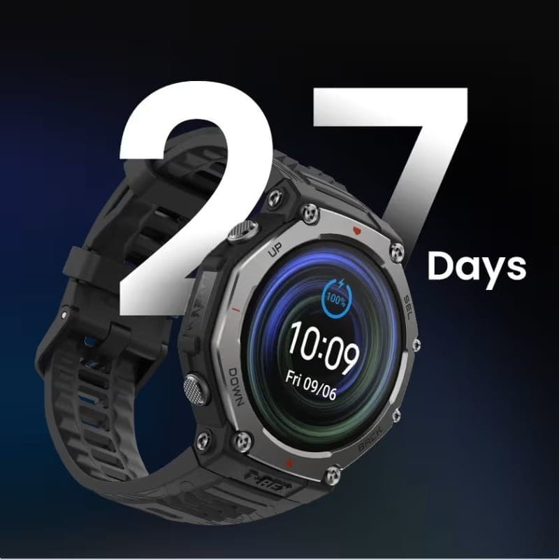 Amazfit T-Rex 3 Noir - Montre intelligente - Autonomie de la batterie