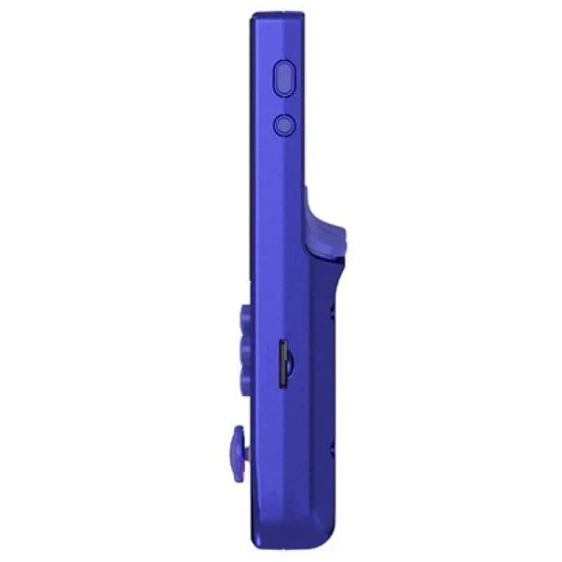 Consola Retro Portátil Anbernic RG40XX V 64GB Azul vista lateral; carcasa azul, botón superior, gatillo ergonómico y ranura microSD visibles