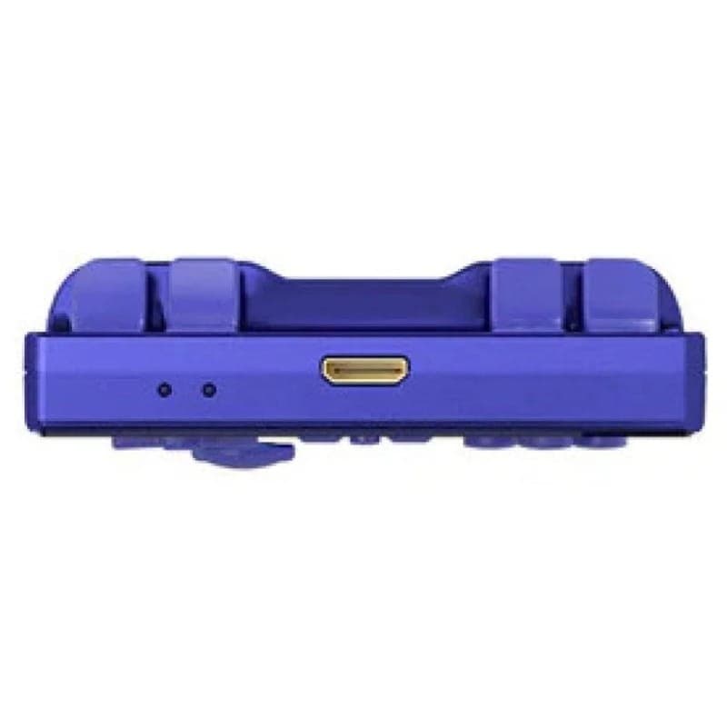 Consola Retro Portátil Anbernic RG40XX V 64GB Azul vista superior con puerto USB-C central, botones de hombro dobles y carcasa azul mate compacta