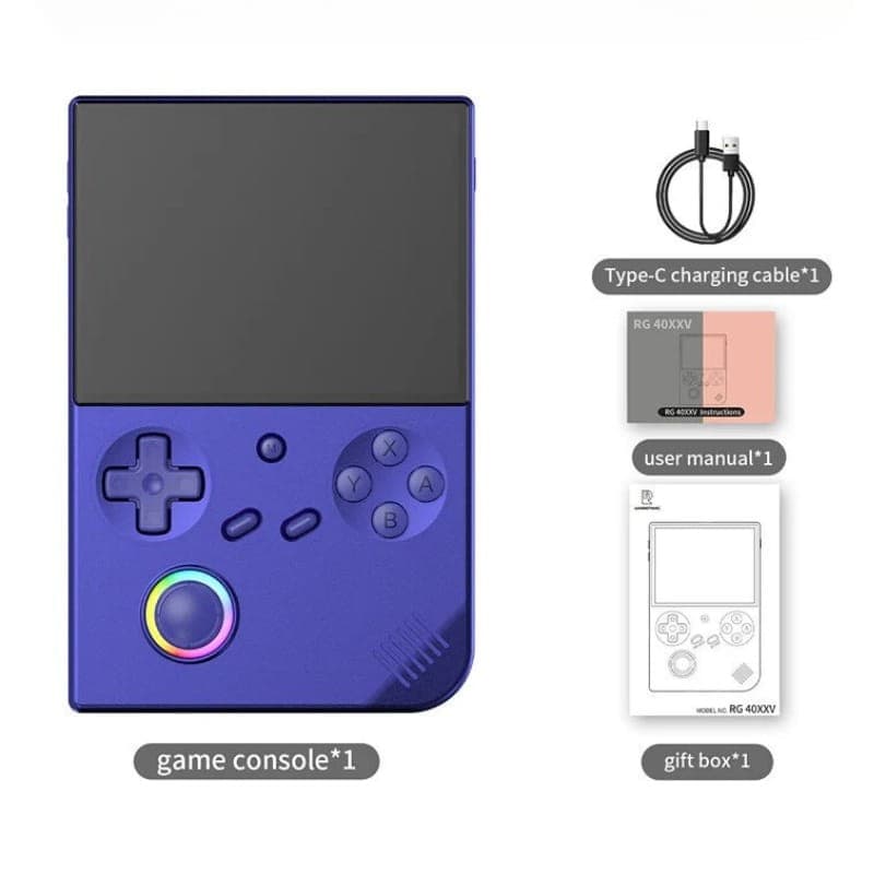 Consola Retro Portátil Anbernic RG40XX V 64GB Azul con pantalla amplia, cruceta, botones ABXY, joystick circular iluminado, altavoz frontal y puerto USB‑C