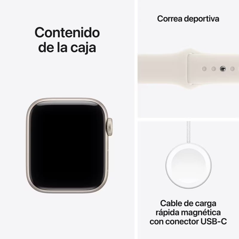 Apple Watch SE 3 GPS 44mm Blanco Estelar con Correa Deportiva Blanco S/M - Ítem8