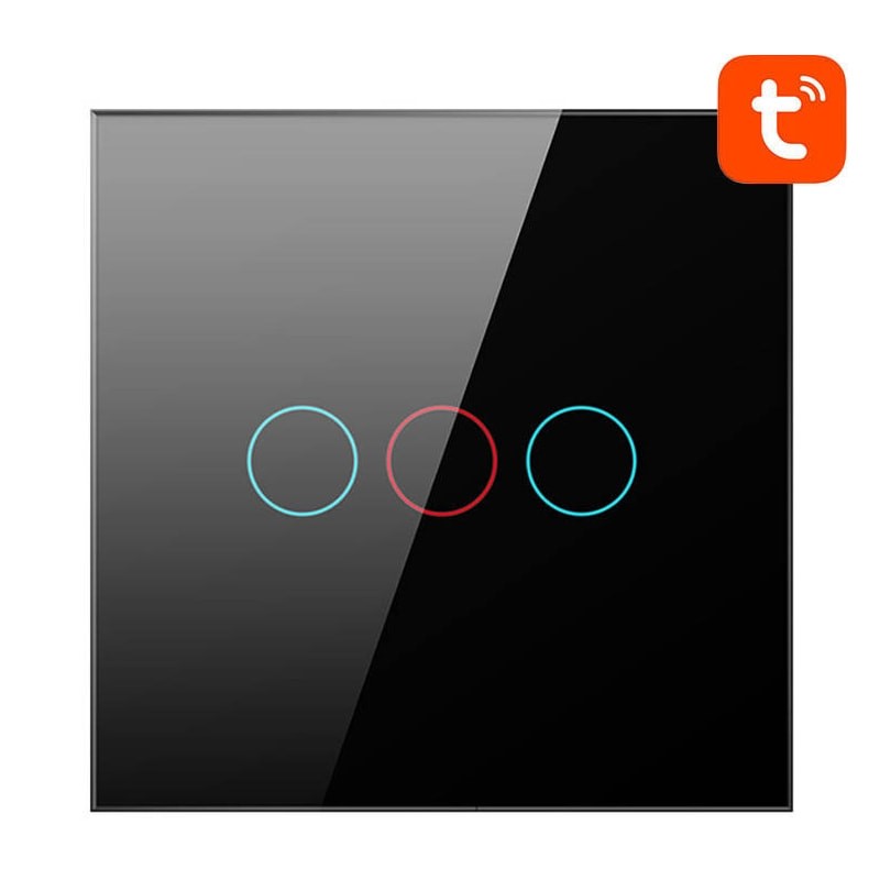 Avatto TS02-EU-B3 3 Botões WiFi Preto - Interruptor Táctil Inteligente - Item