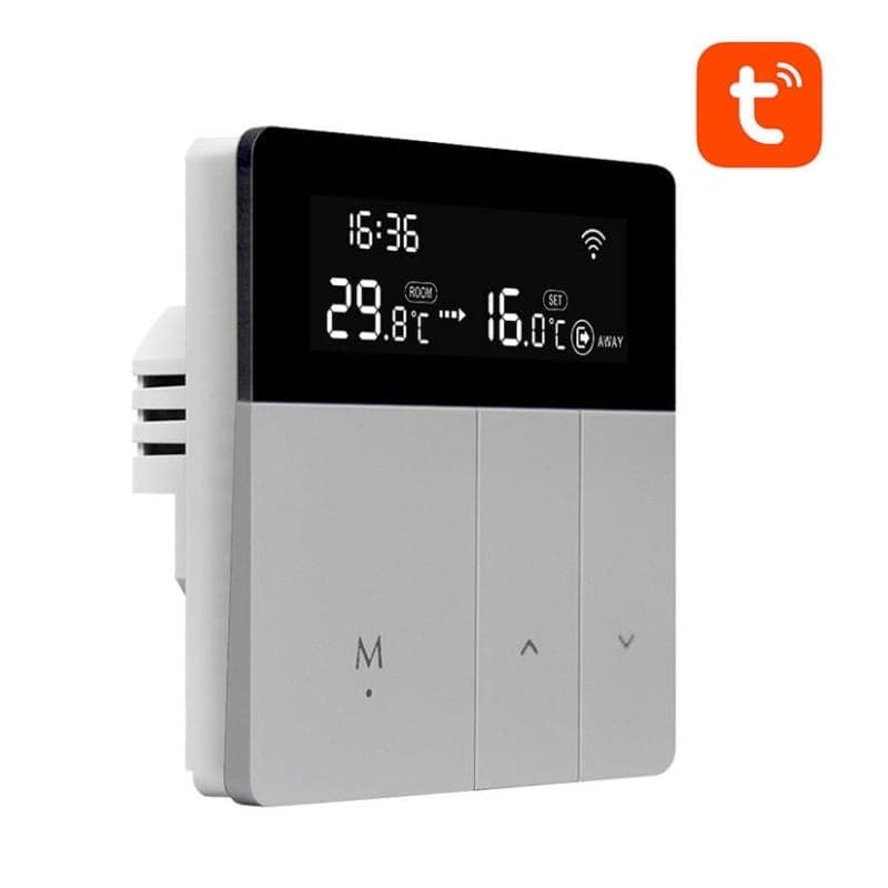 Avatto WT50-WH-3A WiFi Gris - Thermostat intelligent - Vue à 45 degrés