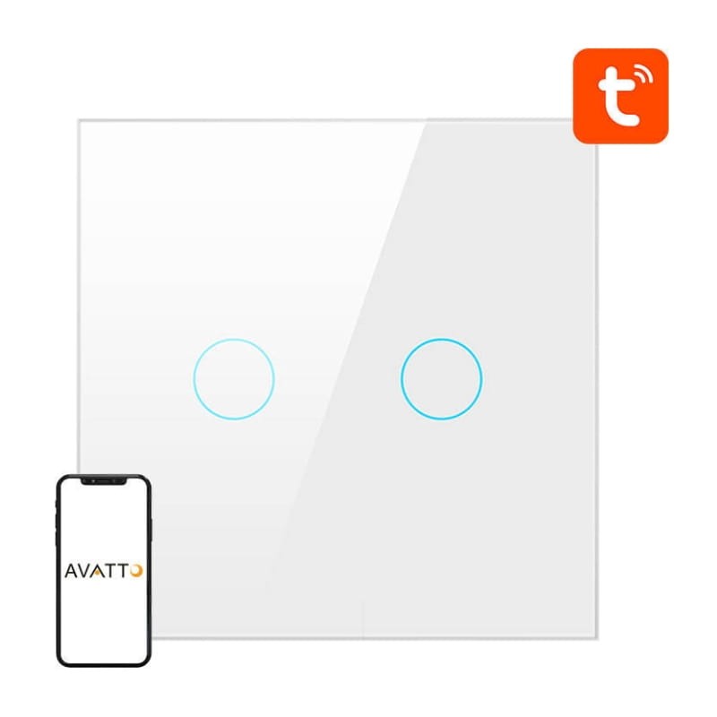 Avatto ZTS02-EU-W2 2 Botões ZigBee Branco - Interruptor Táctil Inteligente - Item1