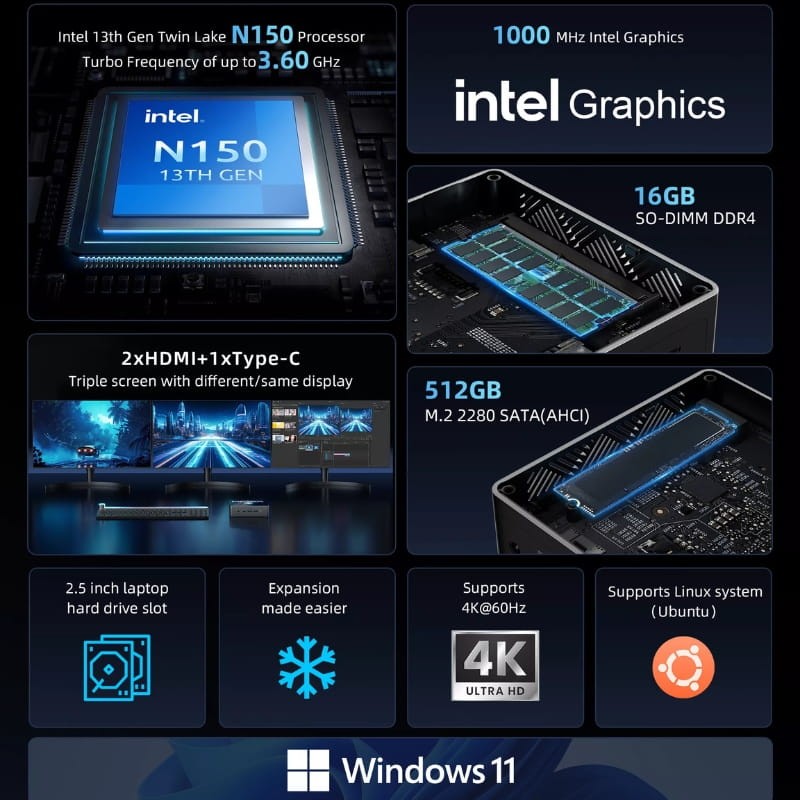 BMAX MaxMini B4 Turbo Intel N150/16GB/512GB/W11 - Ítem3