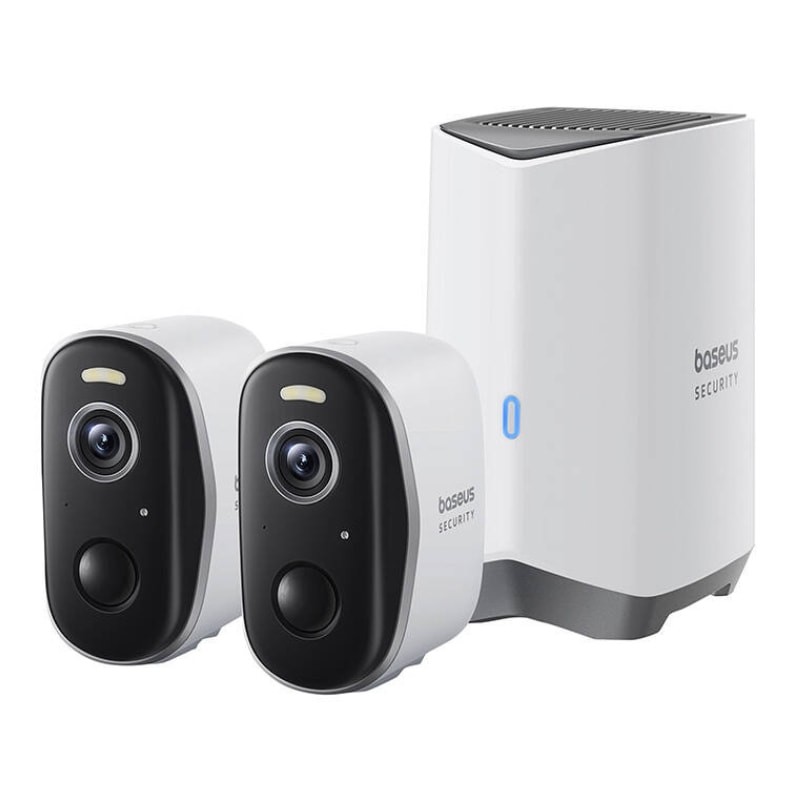 Baseus N1 Plus 2K WiFi Blanco - Kit de 2 Cámaras de Seguridad Exterior - Ítem