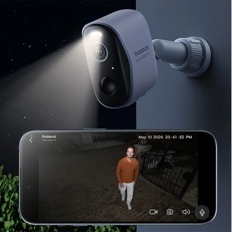 Baseus N1 Plus 2K WiFi Blanco - Kit de 2 Cámaras de Seguridad Exterior - Ítem4