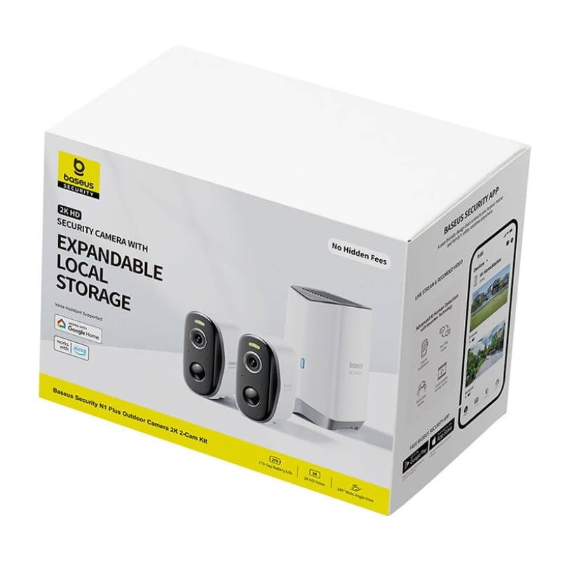 Baseus N1 Plus 2K WiFi Blanco - Kit de 2 Cámaras de Seguridad Exterior - Ítem6