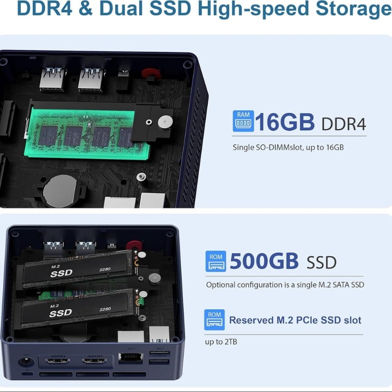 Beelink MINI S13 Pro Intel N150/16GB/500GB SSD Cor Azul - Item3