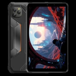 Tablet robusta Blackview Active 5 negra, pantalla 8.68 pulgadas con biseles gruesos, cuerpo reforzado con esquinas protegidas y módulo trasero de cámara