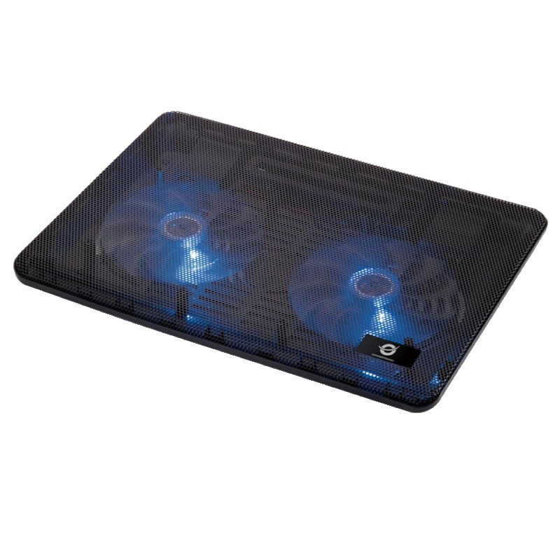 Conceptronic Base de Refrigeración Dual para Portátiles hasta 17 Pulgadas - Color negro - 2 x Ventiladores de 12,5 cm - Alimentación USB - No Necesita conectarse a la Corriente - Portátiles de hasta 17