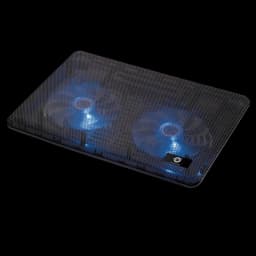Conceptronic Base de Arrefecimento Dual para Portáteis até 17 Polegadas - Cor preta - ventoinhas de 2 x 12,5 cm - Fonte de alimentação USB - Não há necessidade de conexão à energia - Laptops de até 17 "/ 43 cm - Fenda para cabo USB - Silencioso