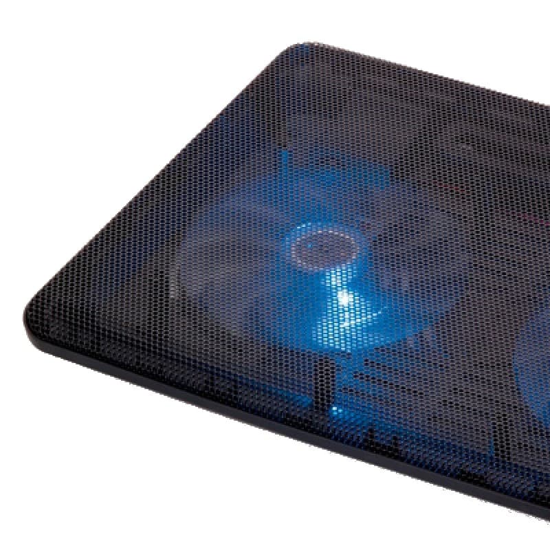 Conceptronic Base de Arrefecimento Dual para Portáteis até 17 Polegadas - Cor preta - ventoinhas de 2 x 12,5 cm - Fonte de alimentação USB - Não há necessidade de conexão à energia - Laptops de até 17 "/ 43 cm - Fenda para cabo USB - Silencioso