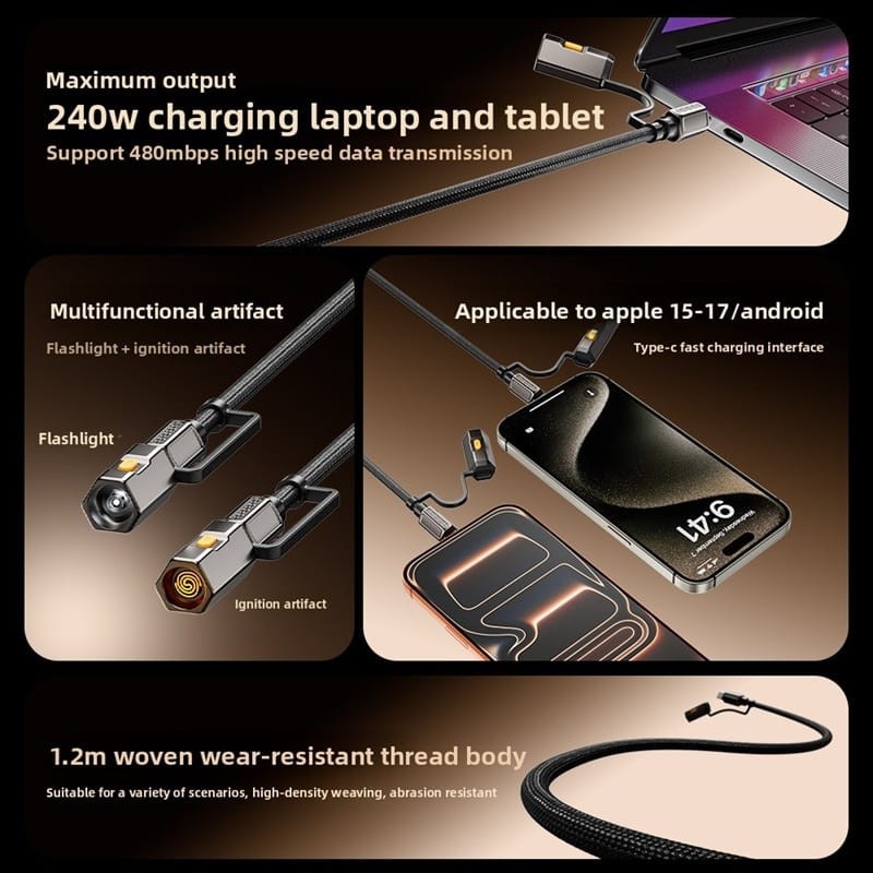 Câble ultra-résistant à charge rapide 3 en 1 240 W USB-C - Ítem3