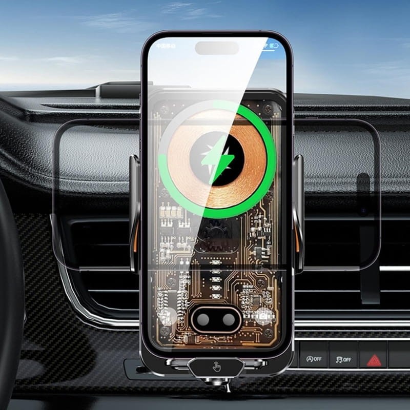 Cargador inalámbrico C11 Transparente Negro para Coche - Ítem1