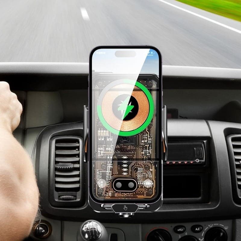 Chargeur sans fil pour voiture C11 Transparent Noir - berceau pour téléphone portable