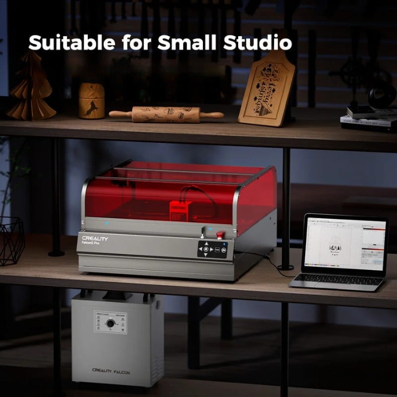 Graveur laser, Creality Falcon2 Pro 40W+1,6W Machine de gravure et de découpe laser avec caméra intégrée, support d'air, couvercle visible, lentille de contrôle du flux d'air, 400 x 415 mm - Ítem4