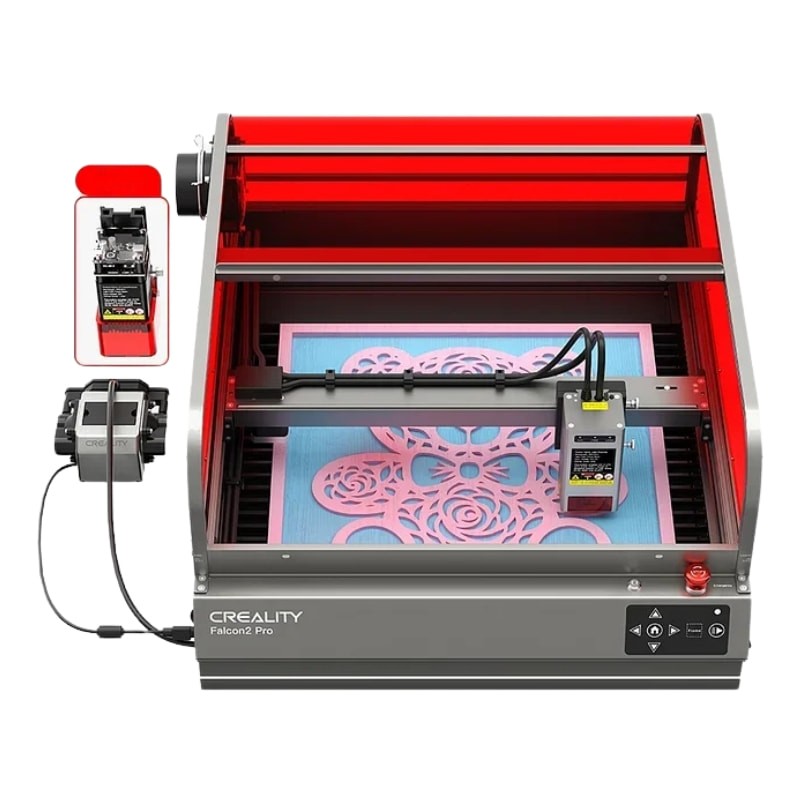Graveur laser, Creality Falcon2 Pro 40W+1,6W Machine de gravure et de découpe laser avec caméra intégrée, support d'air, couvercle visible, lentille de contrôle du flux d'air, 400 x 415 mm - Ítem