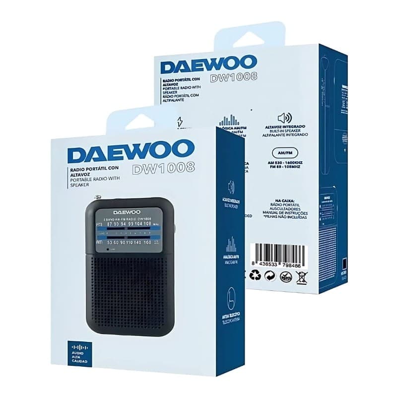 Daewoo DW1008 AM/FM Preto - embalagem