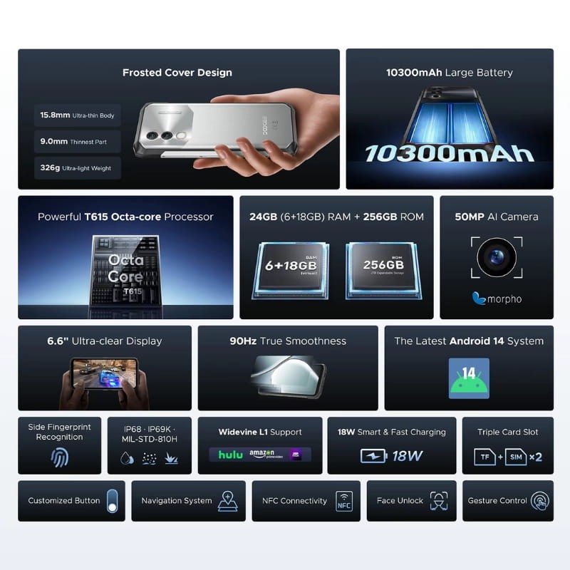 Doogee Blade 10 Power 6Go/256Go Noir - Téléphone mobile durci - Ítem6