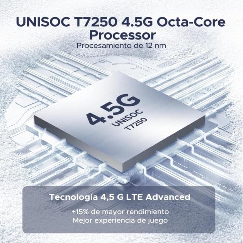 Chip UNISOC T7250 4.5G Octa-Core de 12 nm, destaca el rendimiento y la eficiencia para el Doogee Blade 10 Ultra Energy 8GB/128GB Negro Rugged
